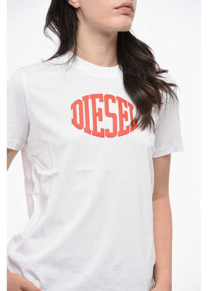 Tricouri Diesel Crew Neck Cotton T-Shirt With Embossed Logo White Femei (BM 19165052) 3