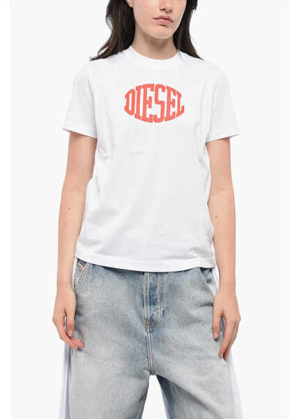 Tricouri Diesel Crew Neck Cotton T-Shirt With Embossed Logo White Femei (BM 19165052) 1