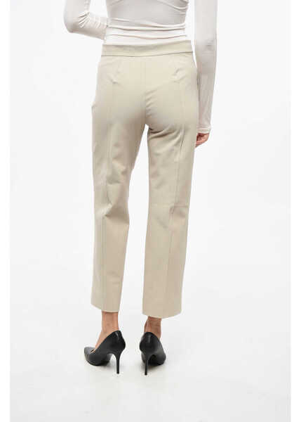 Pantaloni casual Max Mara S Twill Cotton Blend Zemira Chinos Pants Beige Femei (BM 19165055) 2