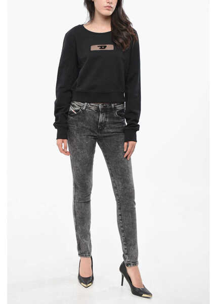 Bluze de trening Diesel Red Tag Crew Neck Slimmy Sweatshirt With See Through Detail Black Femei (BM 19165064) 4