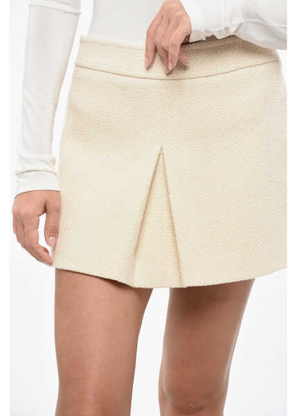 Fuste scurte Cline Cashmere Blend Miniskirt With Front Pince White Femei (BM 19165070) 3