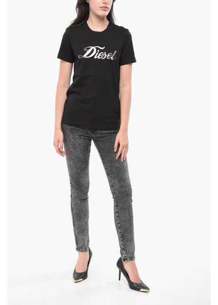 Tricouri Diesel Crew Neck Sily T-Shirt With Lam Logo Black Femei (BM 19165088) 4