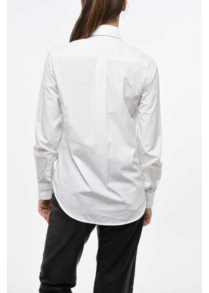 Camasi casual WARDROBE.NYC Popeline Shirt With Concealed Closure White Femei (BM 19165097) 2