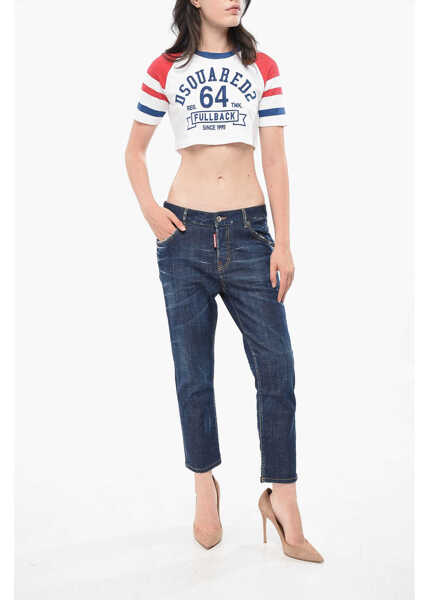 Blugi drepti DSQUARED2 Cropped Regular Fit Cool Girl Jeans 16Cm Blue Femei (BM 19165106) 4