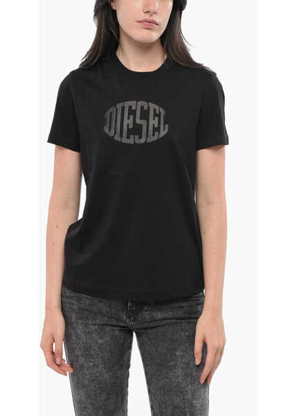 Tricouri Diesel Crew Neck Cotton T-Shirt With Embossed Logo Black Femei (BM 19165181) 1