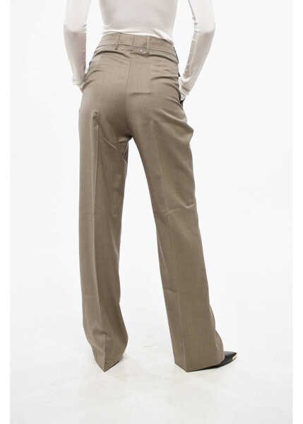 Pantaloni office Golden Goose Relaxed Fit Virgin Wool Trousers Beige Femei (BM 19165199) 4