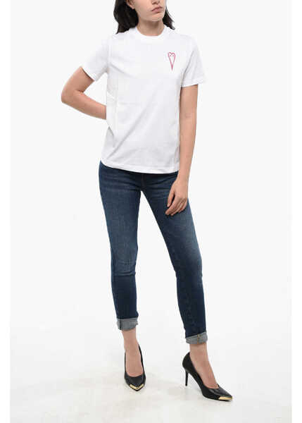 Tricouri Diesel Crew Neck Cotton T-Shirt With Print White Femei (BM 19165214) 4