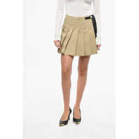 Fuste scurte Double-Layered Pleated Miniskirt With Quilted Shorts Femei