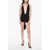 DSQUARED2 Asimmetrical Cut Mini Dress With Deep Neckline And Golden Ef Black