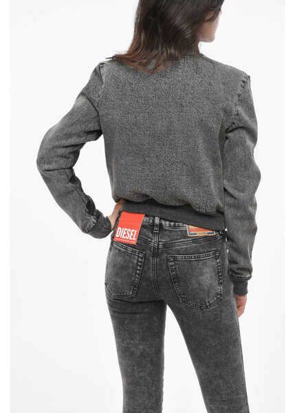 Bomber jacket Diesel Red Tag Cropped Fit Eader Leather Bomber Jacket With Jersey Black Femei (BM 19165226) 2