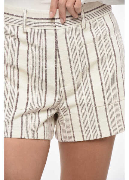 Pantaloni scurti Dior Bayadere Patterned Cotton Blend Shorts White Femei (BM 19165238) 3