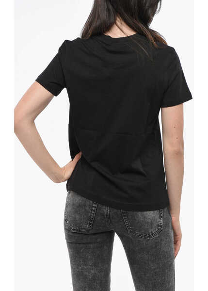 Tricouri Diesel Crew Neck Cotton T-Shirt With Printed Logo Black Femei (BM 19165244) 2