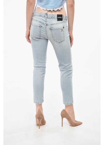 Blugi drepti DSQUARED2 Distressed Twiggy Cropped Jeans 14Cm Blue Femei (BM 19165277) 2