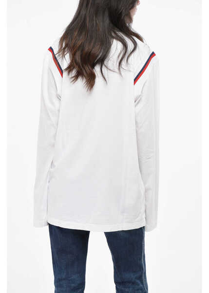 Tricouri DSQUARED2 Long Sleeve Oversized Varsity Fit Crew-Neck T-Shirt White Femei (BM 19165283) 2