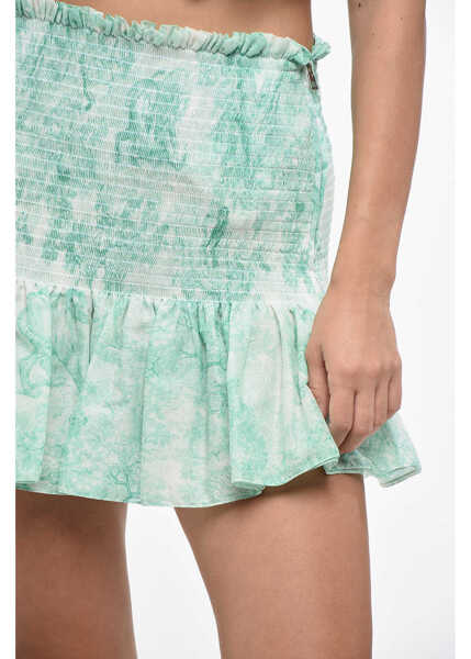 Fuste scurte Dior Azulejo Patterned Cotton Miniskirt With Flounced Bottom Light Blue Femei (BM 19165292) 3