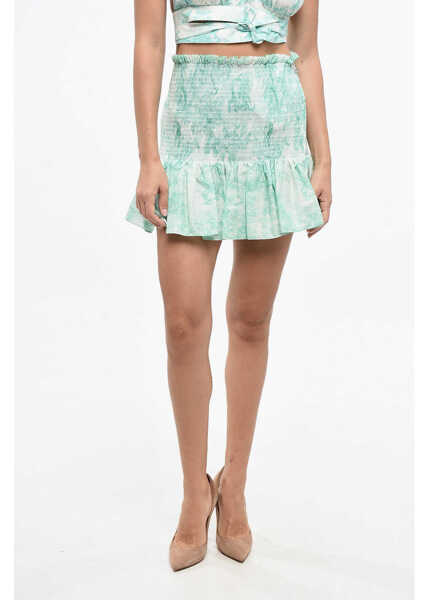 Fuste scurte Dior Azulejo Patterned Cotton Miniskirt With Flounced Bottom Light Blue Femei (BM 19165292) 1