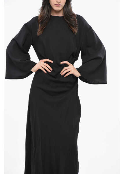 Rochii lungi CRIDA Solid Color Bassano Maxi Dress With Draped Black Femei (BM 19165295) 4