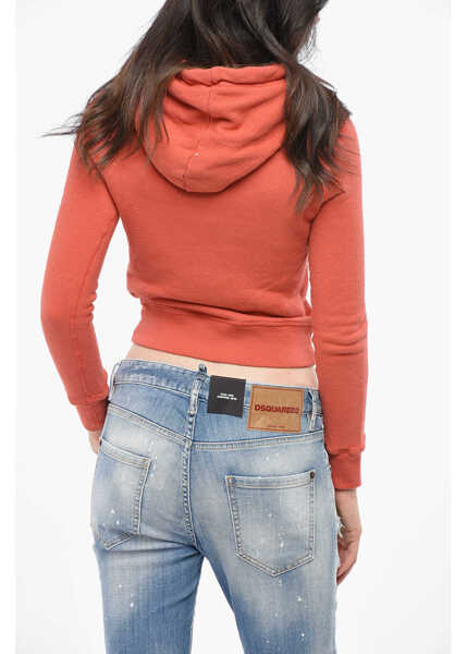 Hanorace DSQUARED2 Embossed Embroidered Slim Fit Hood Orange Femei (BM 19165370) 2