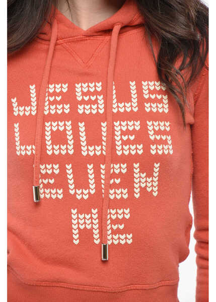 Hanorace DSQUARED2 Embossed Embroidered Slim Fit Hood Orange Femei (BM 19165370) 3