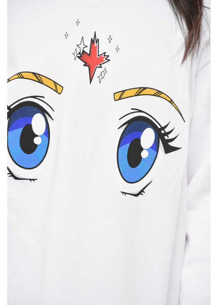 Bluze de trening DSQUARED2 Fleeced Cotton Cool Fit Crew-Neck Sweatshirt With Print White Femei (BM 19165373) 3