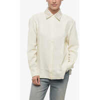 Camasi casual Cotton Blend Shirt With Jewels Collar Femei