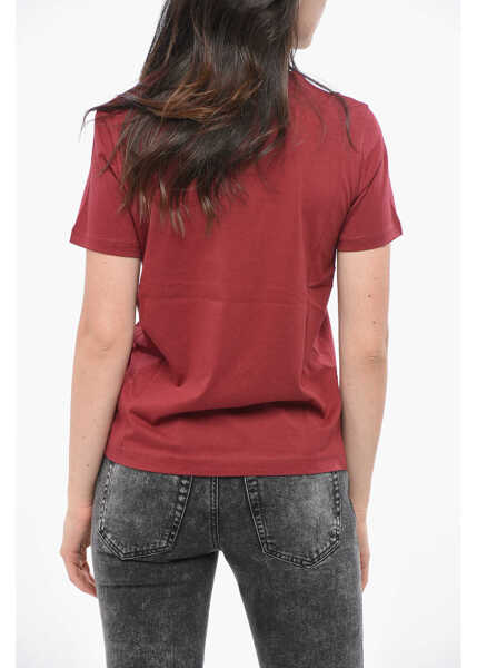 Tricouri Diesel Crew Neck Cotton T-Shirt With Printed Logo Burgundy Femei (BM 19165385) 2