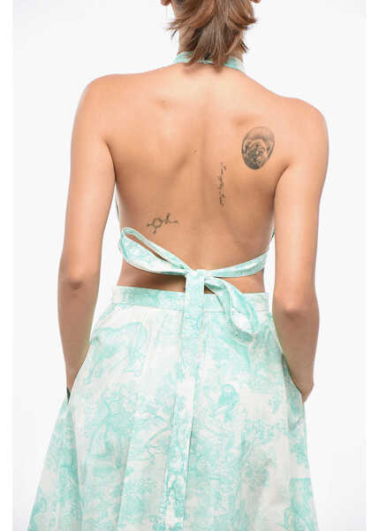 Bluze Dior Cotton Halter Neck Crop Top With Azulejo Motif Light Blue Femei (BM 19165394) 2