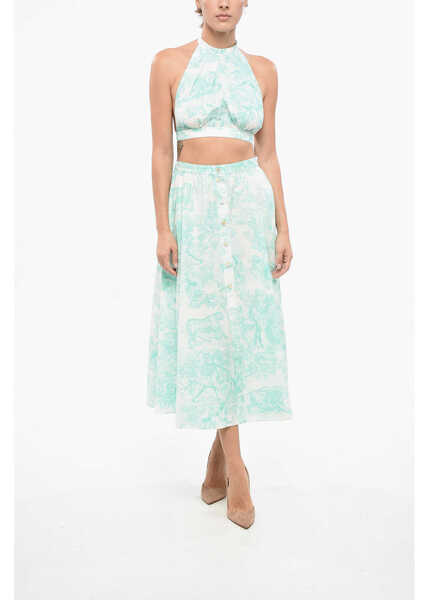 Bluze Dior Cotton Halter Neck Crop Top With Azulejo Motif Light Blue Femei (BM 19165394) 4