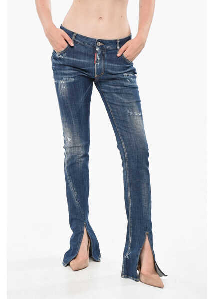 Blugi drepti DSQUARED2 Regular Fit Trumpet Jeans With Ankle Split 20Cm Blue Femei (BM 19165397) 1