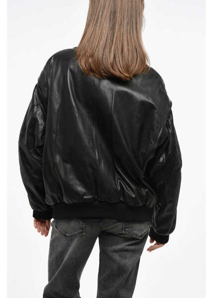 Bomber jacket DSQUARED2 Oversized Fit Leather Bomber Jacket Black Femei (BM 19165400) 2