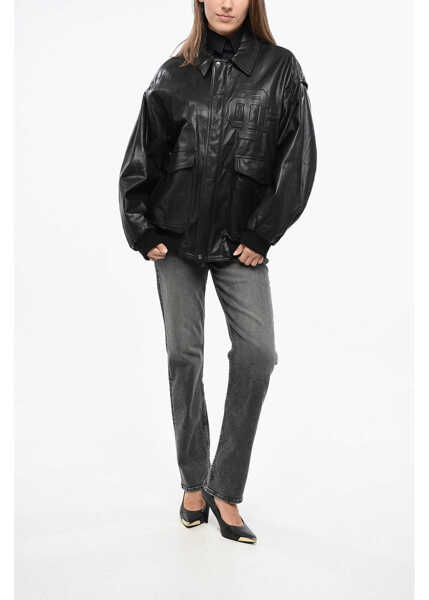 Bomber jacket DSQUARED2 Oversized Fit Leather Bomber Jacket Black Femei (BM 19165400) 4