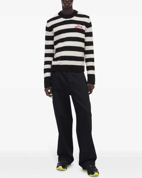 Pulovere Marc Jacobs Striped Two-Tone Crew-Neck Sweater Black & White Femei (BM 19165409) 2