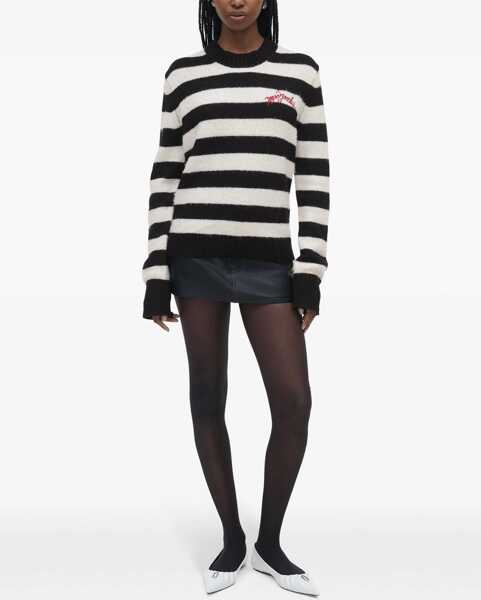 Pulovere Marc Jacobs Striped Two-Tone Crew-Neck Sweater Black & White Femei (BM 19165409) 3