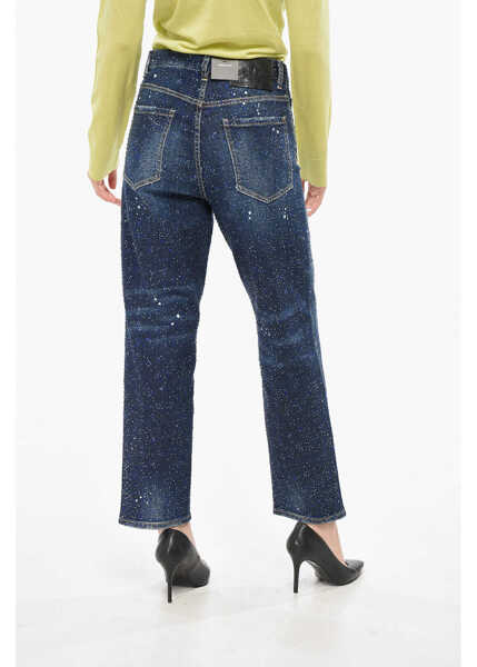 Blugi drepti DSQUARED2 Rhinestoned Acid Wash Boston Jeans 19Cm Blue Femei (BM 19165433) 2