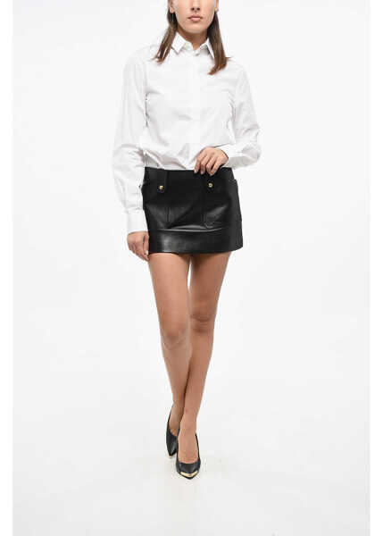 Fuste casual Cline Leather Miniskirt With Back Zip Black Femei (BM 19165457) 4