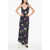 MACCAPANI Open Back Floral Motif Maxi Dress Black