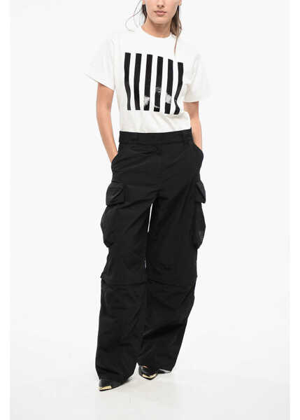 Pantaloni casual Alexander Wang Wide Leg Cargo Pants With Ton On Ton Logo Black Femei (BM 19165475) 3