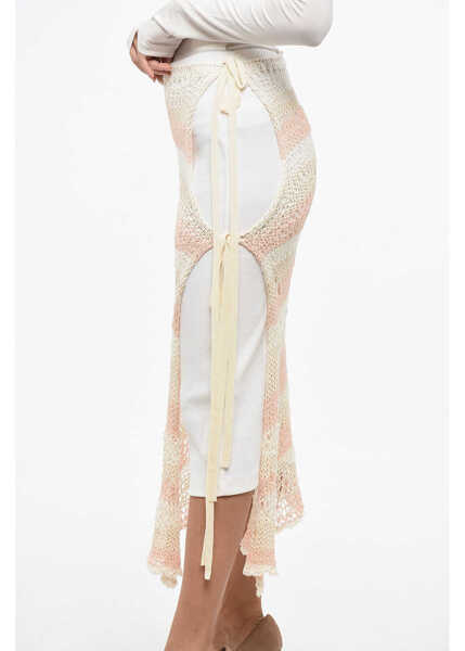 Fuste lungi Max Mara Sportmax Double-Layered Ecuador Skirt With Crochet Design Pink Femei (BM 19165481) 4