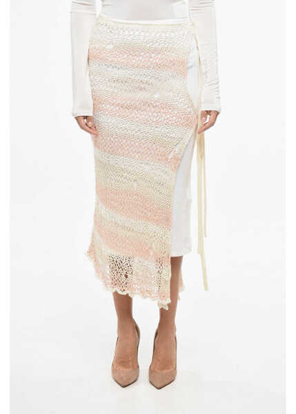 Fuste lungi Max Mara Sportmax Double-Layered Ecuador Skirt With Crochet Design Pink Femei (BM 19165481) 1