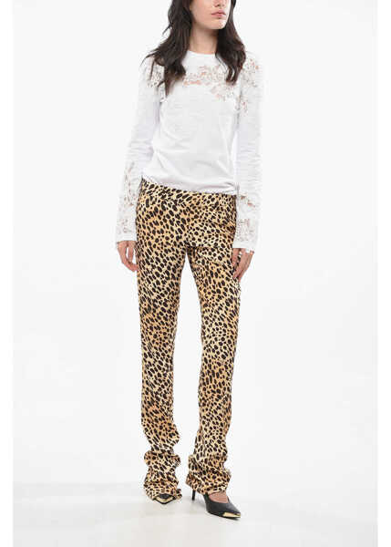 Pantaloni casual DSQUARED2 Animal Motif Boot Cut Pants Brown Femei (BM 19165562) 4