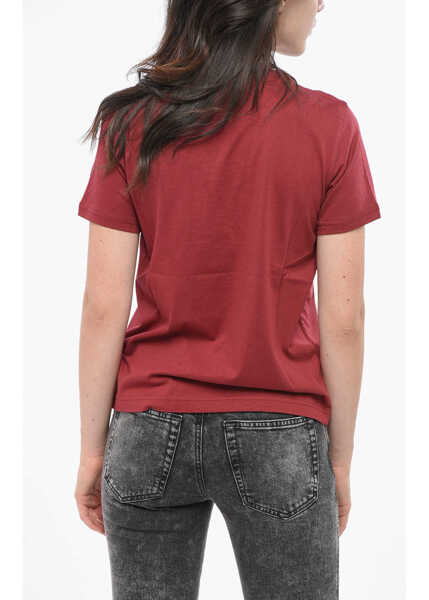 Tricouri Diesel Crew Neck Cotton T-Shirt With Embossed Logo Burgundy Femei (BM 19165574) 2