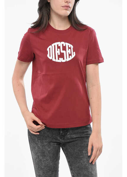 Tricouri Diesel Crew Neck Cotton T-Shirt With Embossed Logo Burgundy Femei (BM 19165574) 1