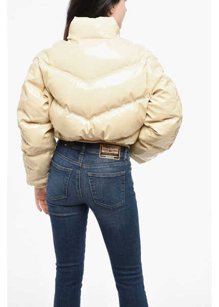 Geci de iarna Diesel Solid Color W-Crema Bomber Down Jacket With Super-Shiny Viny Beige Femei (BM 19165577) 2