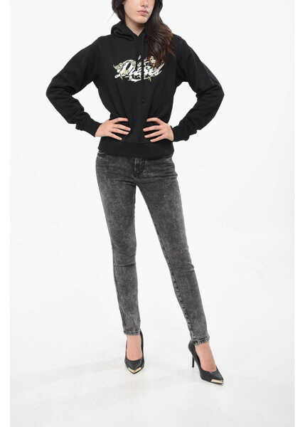 Bluze de trening Diesel Brushed Cotton Garden Hoodie With Print Black Femei (BM 19165580) 4