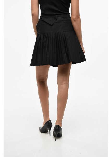 Fuste scurte Dior Pleated Cotton Miniskirt With Belt Black Femei (BM 19165598) 2