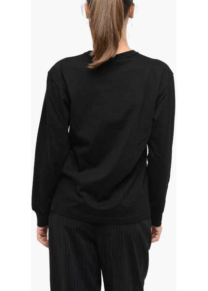Tricouri Alexander Wang Long Sleeve Crew-Neck T-Shirt With Ton On Ton Logo Black Femei (BM 19165601) 2
