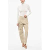 Pantaloni office Dama - Pantaloni office TOTEME TOTME High Waist Linen Blend Double Pince Pants Beige Femei (BM 19165607) - B-mall.ro