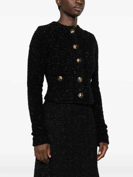 Cardigane Balenciaga Lurex And Tweed Crop Cardigan Black Femei (BM 19165640) 3
