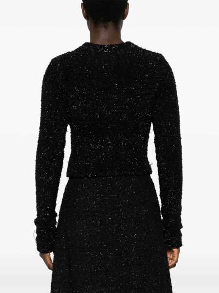 Cardigane Balenciaga Lurex And Tweed Crop Cardigan Black Femei (BM 19165640) 4