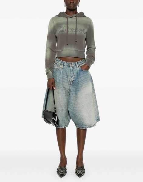 Bluze de trening Diesel Red Tag Cropped Fit Slimmy Hoodie With Patched Logo Military Green Femei (BM 19165655) 2